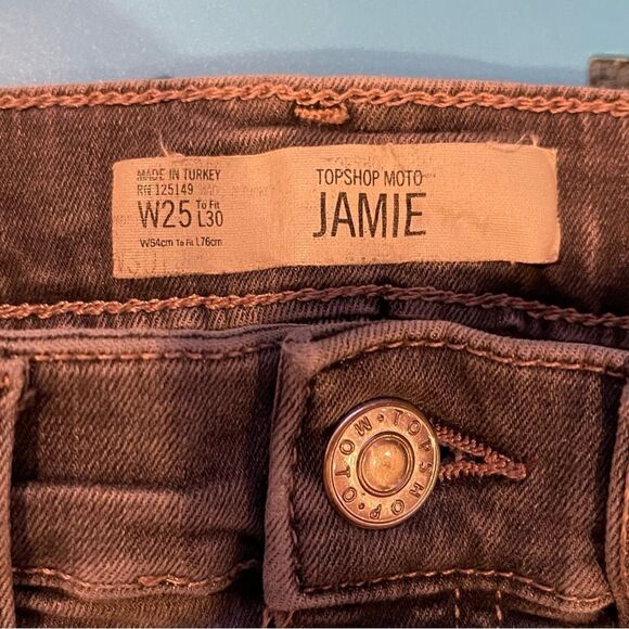 Topshop Moto Jamie Jeans SZ 25 Charcoal Wash Skinny Grunge Capsule Wardrobe - Picture 7 of 10
